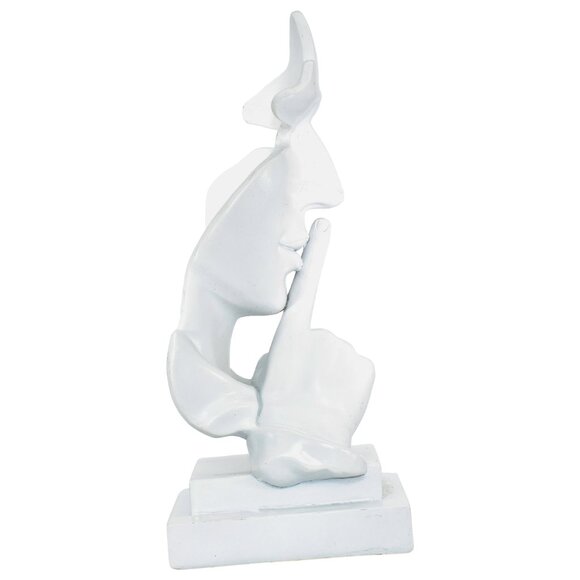 Adam & Friends Home Decor Silence Is Golden Sculpture | 1-Piece | White - Picture 3 of 5